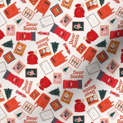 SMALL Dear Santa fabric - christmas mail, north pole, cute train stamp, christmas