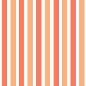 Candy stripe in soft summer yellow and bright tangerine orange on cream for wallpaper and home decor