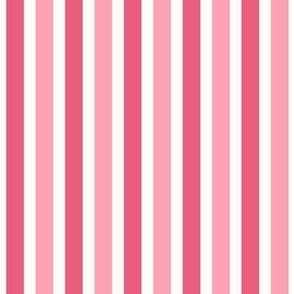 Candy stripe in fuchsia pink and soft pink on cream for wallpaper and home decor