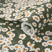 Wild Chamomile (Large), White Flowers, Daisy Print, Daises Pattern, Orange Yellow Wildflowers, Mountain Floral, Nature 