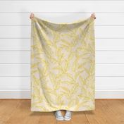 Line Drawn Tropical Leaves in Gold (Large Scale)