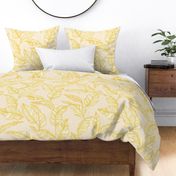 Line Drawn Tropical Leaves in Gold (Large Scale)