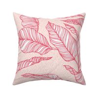 Line Drawn Tropical Leaves in Blush Pink (Large Scale)