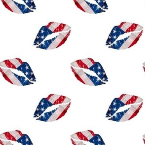 4th of July Patriotic Lips Flag 2"