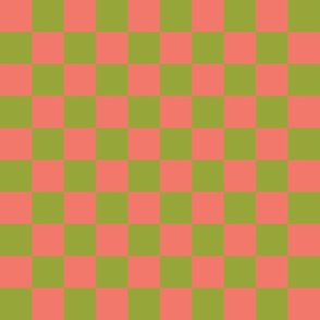 Coral and Green Checker Pattern