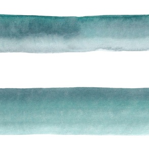 36" Watercolor stripes in light teal green - horizontal