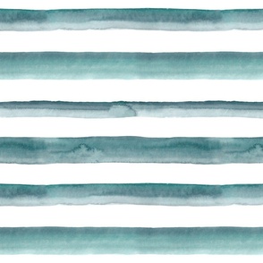 12" Watercolor stripes in light teal green - horizontal