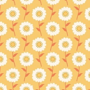 Geometric floral in yellow, cream and orange
