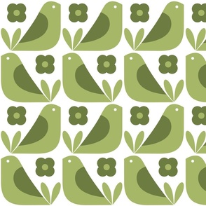 Mod Birds in Green