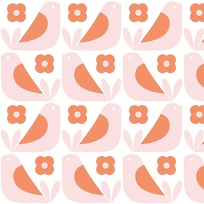 Mod Birds in Pink and Peach