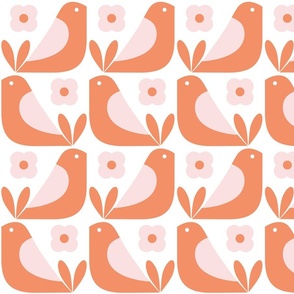 Mod Birds in Peach and Pink