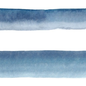 36" Watercolor stripes in blue - horizontal
