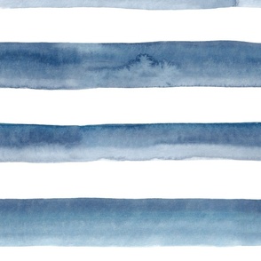 21" Watercolor stripes in blue - horizontal 