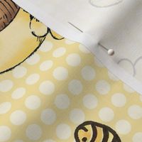 One Yard Panel Classic Pooh and Honey Bees for Blanket or Banner 42x36