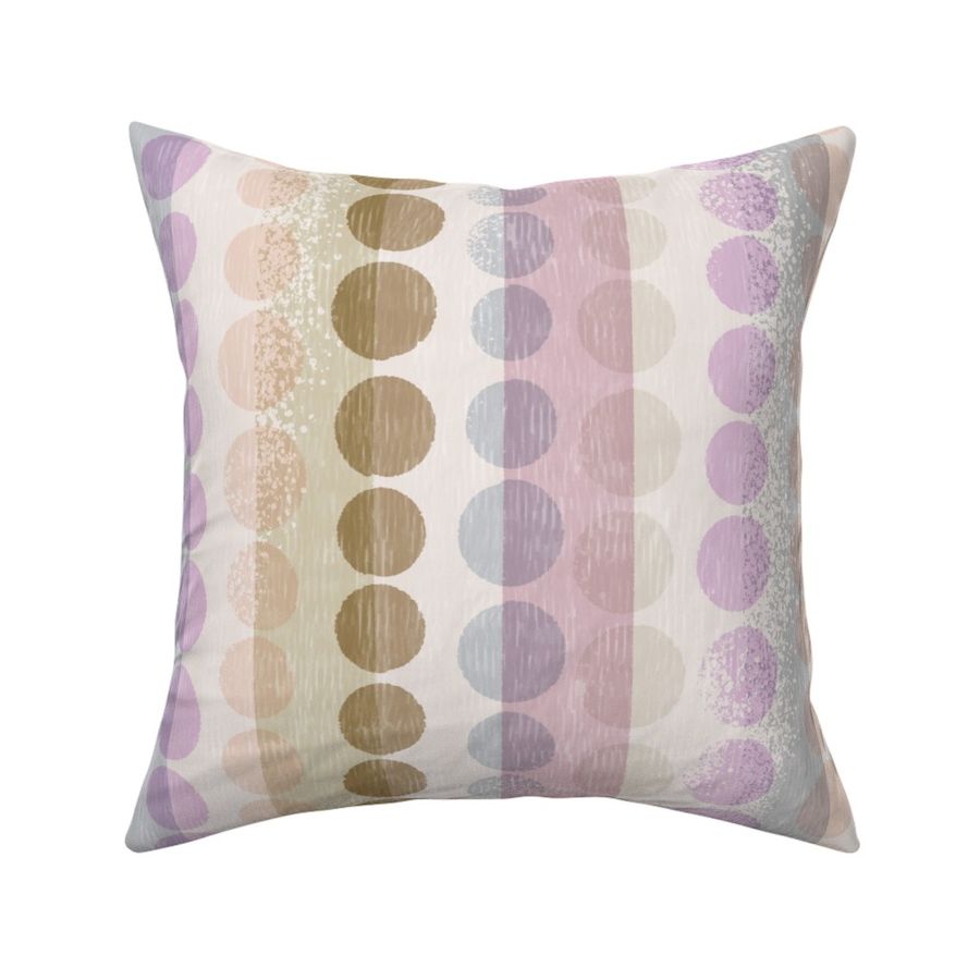 large scale Loose Geometric multicoloured spotty stripe / pastel lilac colorway