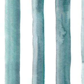 21" Watercolor stripes in light teal green - vertical
