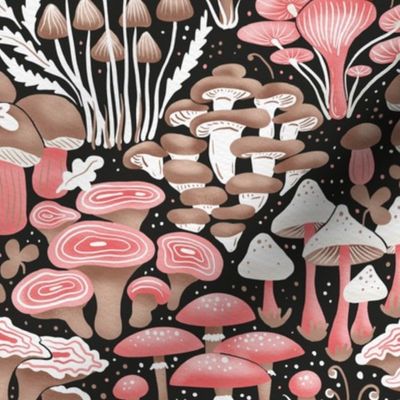 mushrooms fairytale | coral and beige 