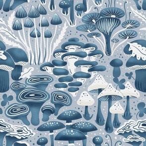 calm blue | mushrooms -  woodland collection | nursery decor, kids apparel, wallpaper