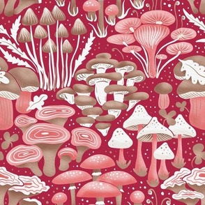 viva magenta | mushrooms -  woodland collection | nursery decor, kids apparel, wallpaper