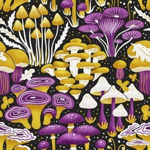 cosmic neon mushrooms -  woodland collection | nursery decor, kids apparel, wallpaper