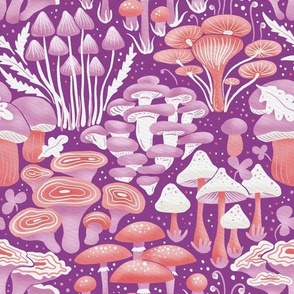 magical pink and coral  | mushrooms -  woodland collection | nursery decor, kids apparel, wallpaper