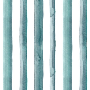 12" Watercolor stripes in light teal green - vertical
