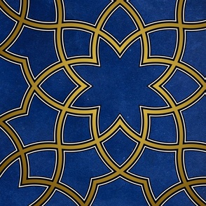Curved stars in gold and indigo