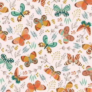 big// Butterflies over prairie soft peach 