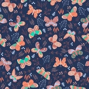 medium// Butterflies over prairie Modern Blue