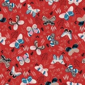 medium// Butterflies over prairie Vintage Red