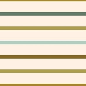 Thin Stripe {Luxor Gold, Cypress Green, Burnished Gold, Subtle Green and Sand Dune on Cream}