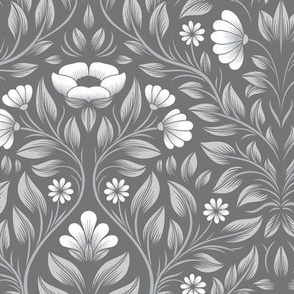 2703 D Medium - Damask flowers