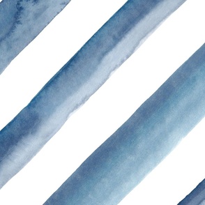 42" Watercolor stripes in blue - diagonal