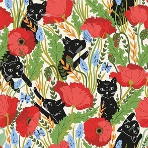 Cats in Poppy meadow - small