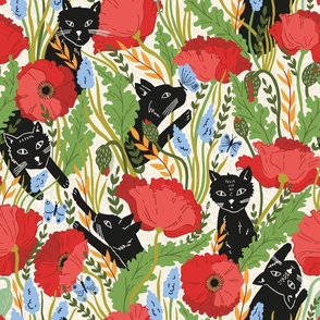 Cats in Poppy meadow