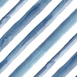 21" Watercolor stripes in blue - diagonal