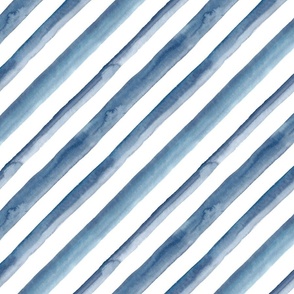 12" Watercolor stripes in blue - diagonal