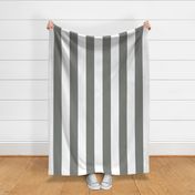 03 Pewter Gray and White- Vertical Stripes- 4 Inches- Awning Stripes- Cabana Stripes- Petal Solids Coordinate- Striped Wallpaper- Grey- Neutral- Extra Large