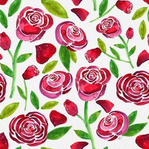 Watercolor Roses - Red