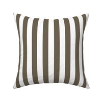 04 Bark Brown and White- Vertical Stripes- 1 Inch- Awning Stripes- Cabana Stripes- Petal Solids Coordinate- Striped Wallpaper- Neutral- Medium