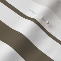 04 Bark Brown and White- Vertical Stripes- 1 Inch- Awning Stripes- Cabana Stripes- Petal Solids Coordinate- Striped Wallpaper- Neutral- Medium