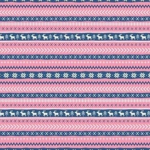 Christmas Sweater Pattern - Ditsy Scale - Pink and Navy Preppy Knit Pattern