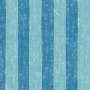 large scale Loose Geometric simple 2 colour stripe / light blue and sea blue  / riso brights colourway
