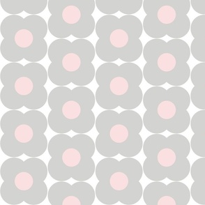 Mod Flowers in Gray and Pink