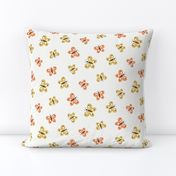 LARGE Cute Yellow and Orange Butterflies on a creamy white background