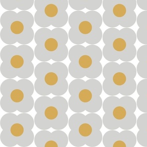 Mod Flower in Grey and Mustard Yellow