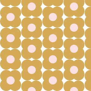 Mod Flower in Mustard Yellow and Pink