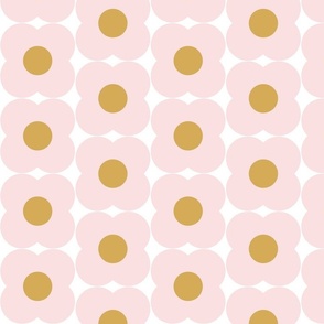 Mod Flower in Pink and Mustard Yellow