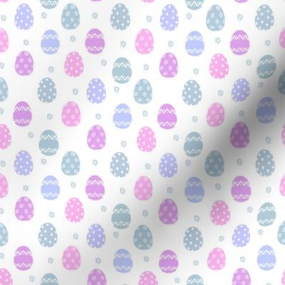 TINY pastel sweet easter eggs fabric - purple, pink, teal
