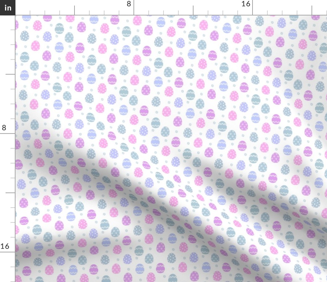TINY pastel sweet easter eggs fabric - purple, pink, teal